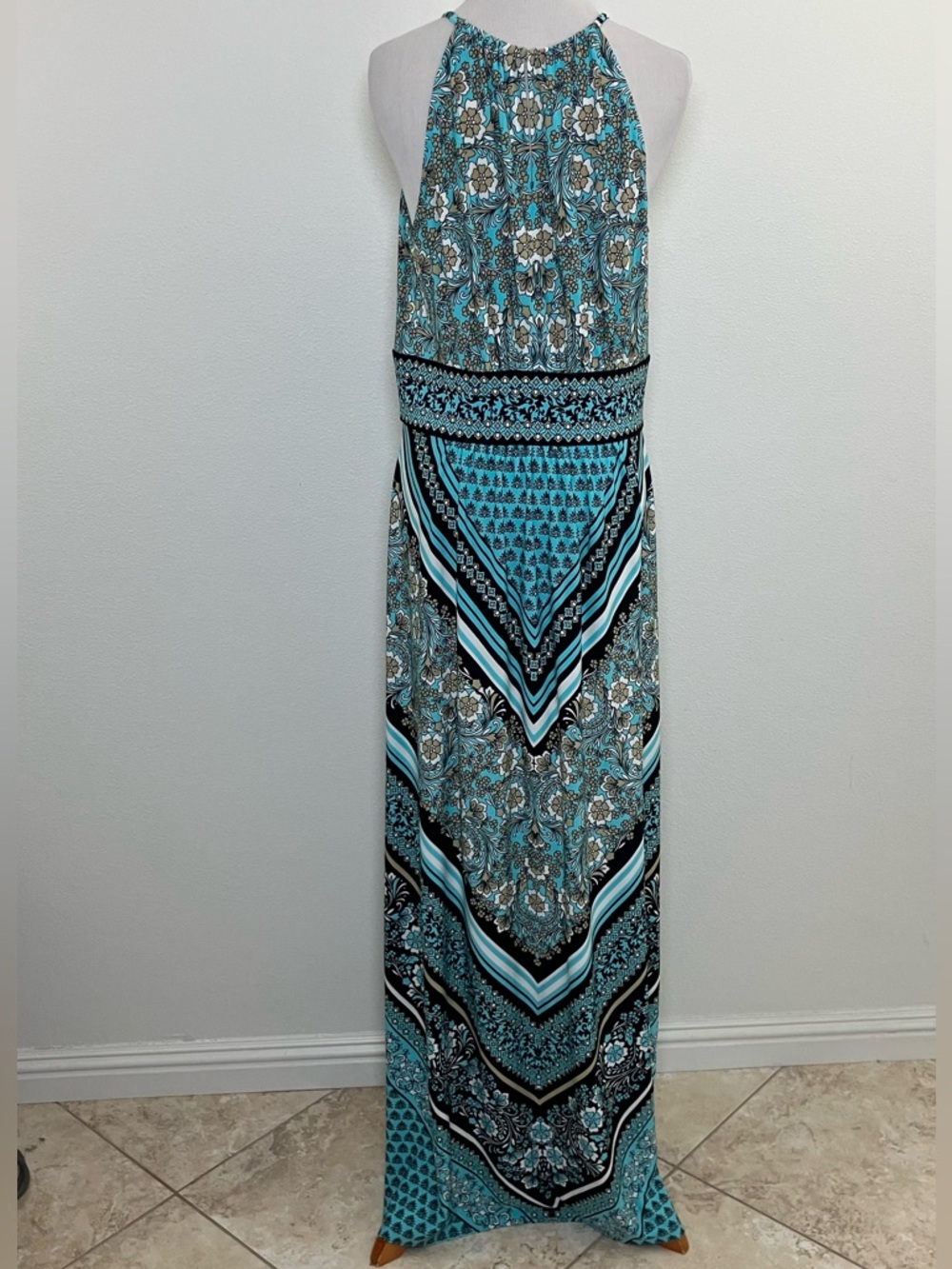 Turquoise Halter Maxi Dress - Picture 13 of 15